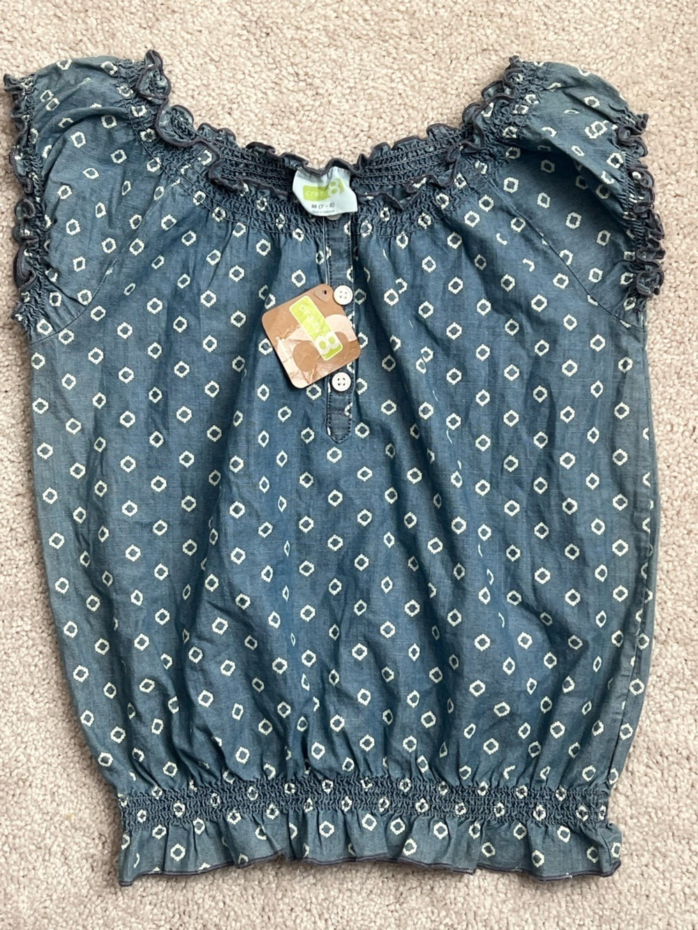 Crazy 8 Blue Printed Peasant Top